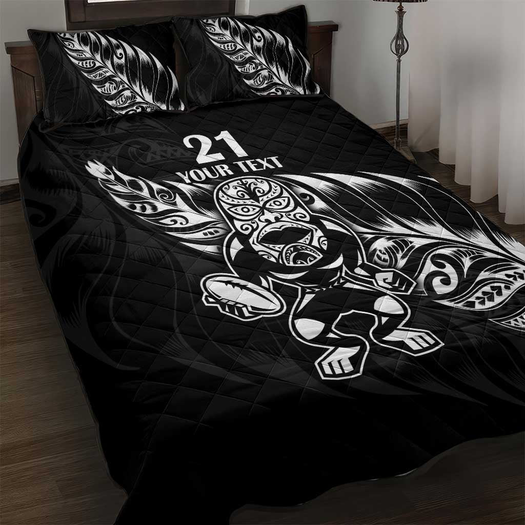 New Zealand Rugby Custom Quilt Bed Set Opango All Black Fern - Vibe Hoodie Shop