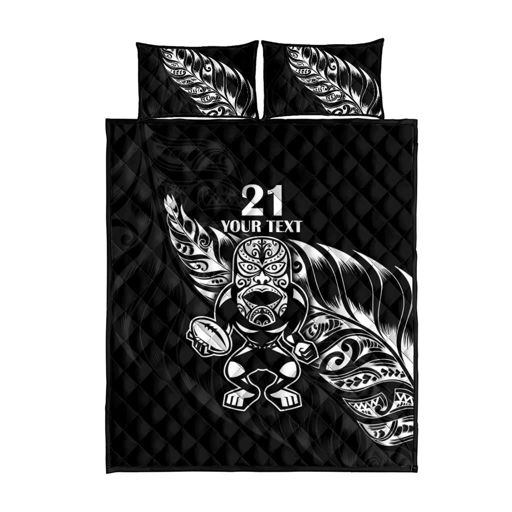 New Zealand Rugby Custom Quilt Bed Set Opango All Black Fern - Vibe Hoodie Shop
