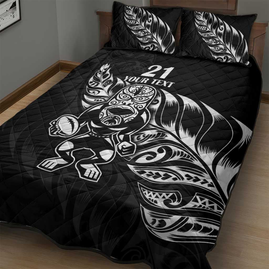 New Zealand Rugby Custom Quilt Bed Set Opango All Black Fern - Vibe Hoodie Shop