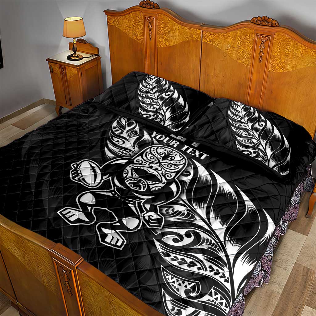 New Zealand Rugby Custom Quilt Bed Set Opango All Black Fern - Vibe Hoodie Shop