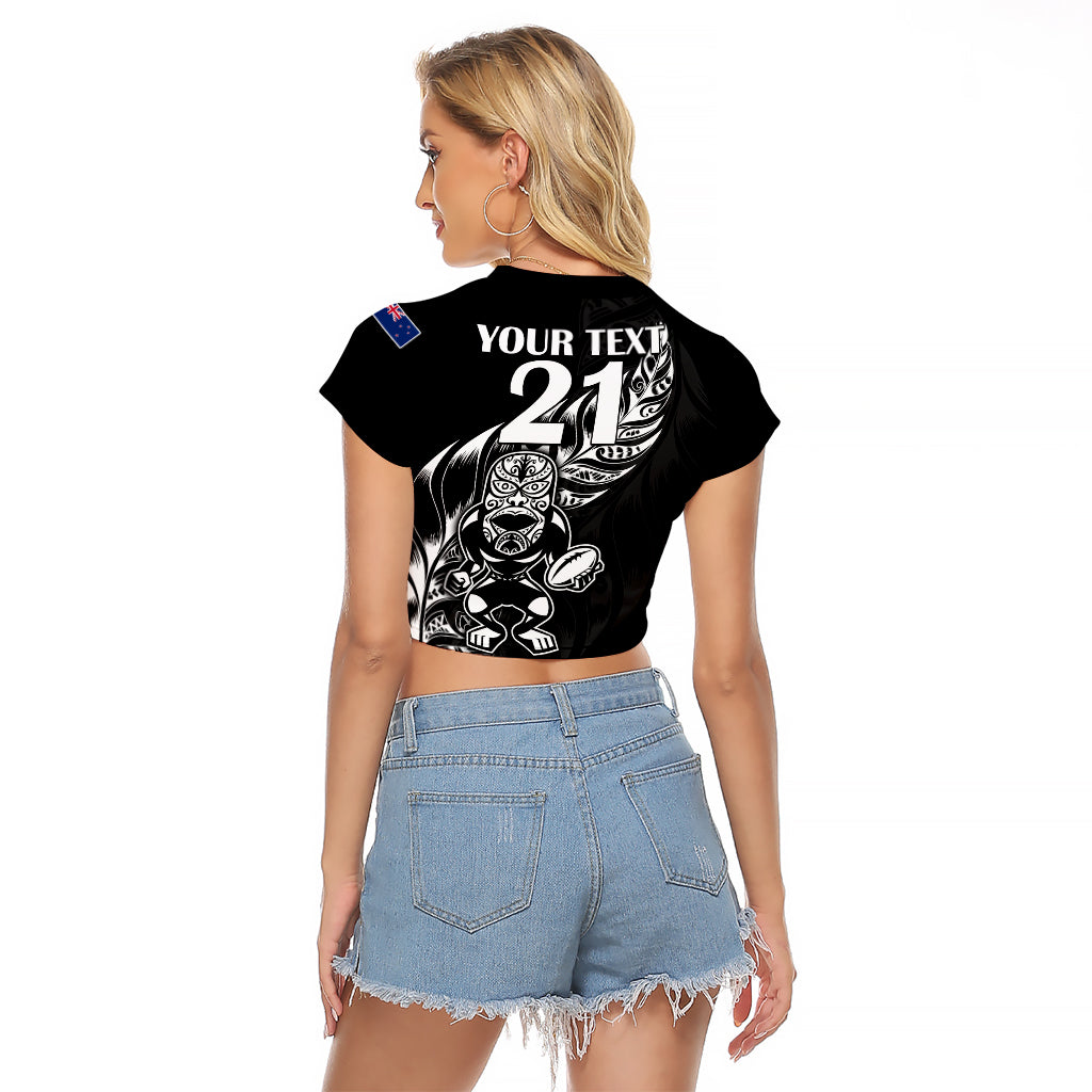 (Custom Text And Number) New Zealand All Black Rugby Raglan Cropped T Shirt - Vibe Hoodie Shop