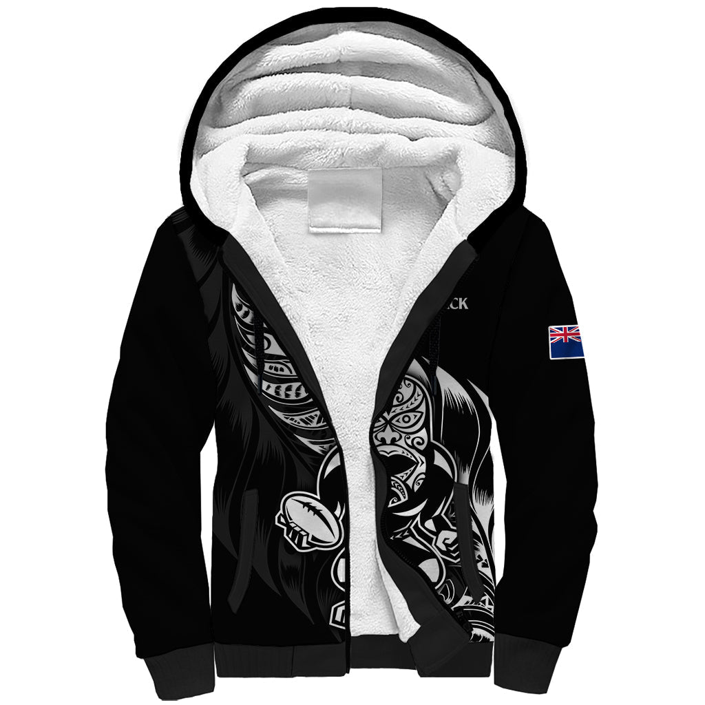 (Custom Text And Number) New Zealand All Black Rugby Sherpa Hoodie - Vibe Hoodie Shop