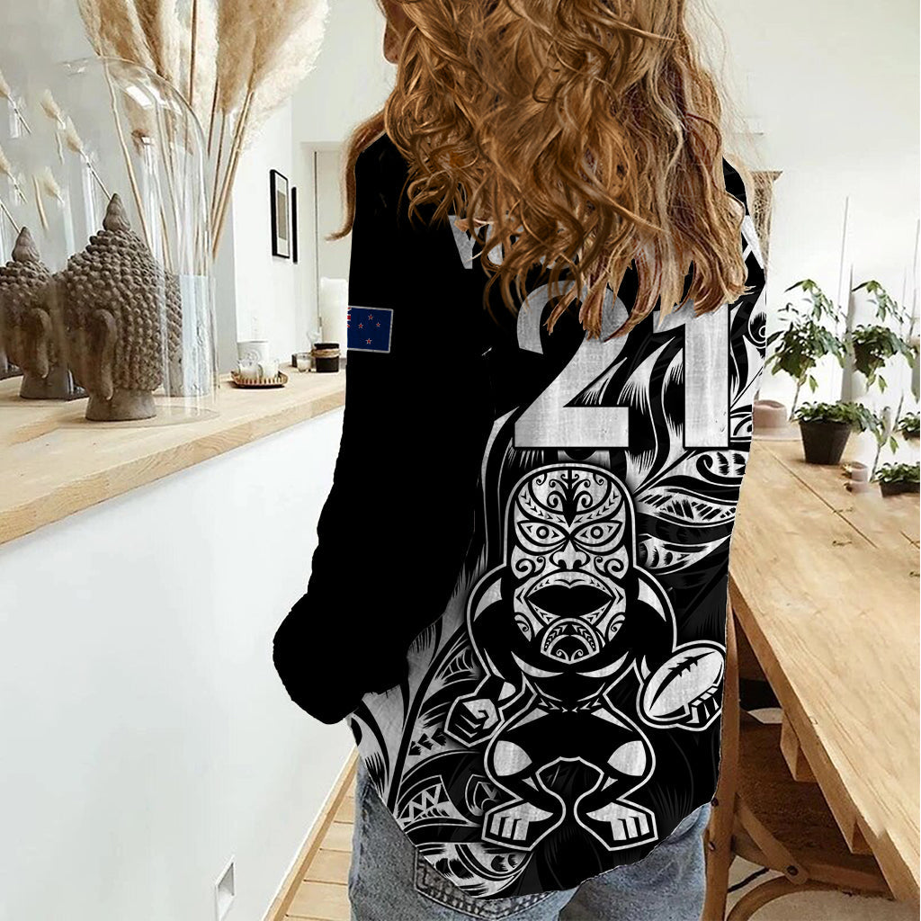 (Custom Text And Number) New Zealand All Black Rugby Women Casual Shirt - Vibe Hoodie Shop