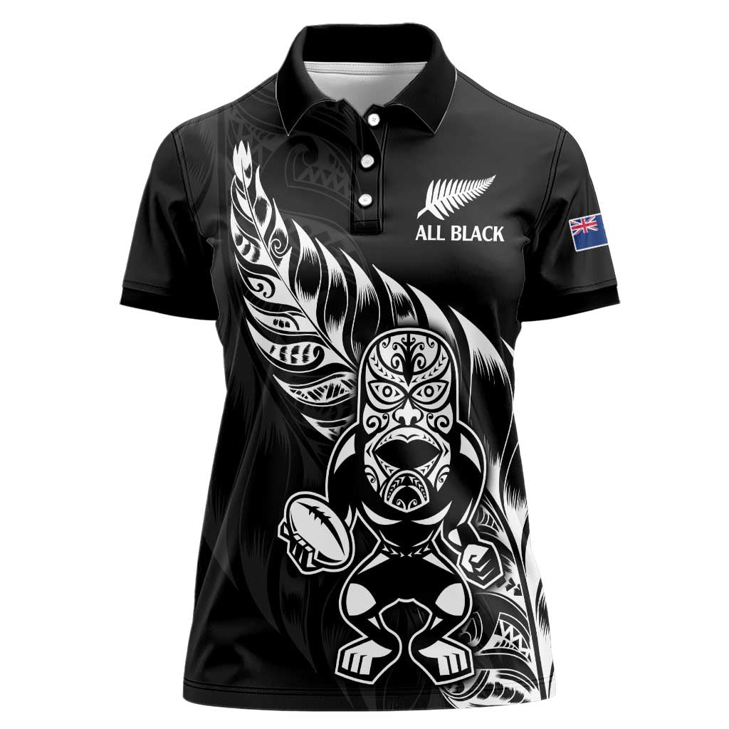 New Zealand Rugby Custom Women Polo Shirt Opango All Black Fern - Vibe Hoodie Shop