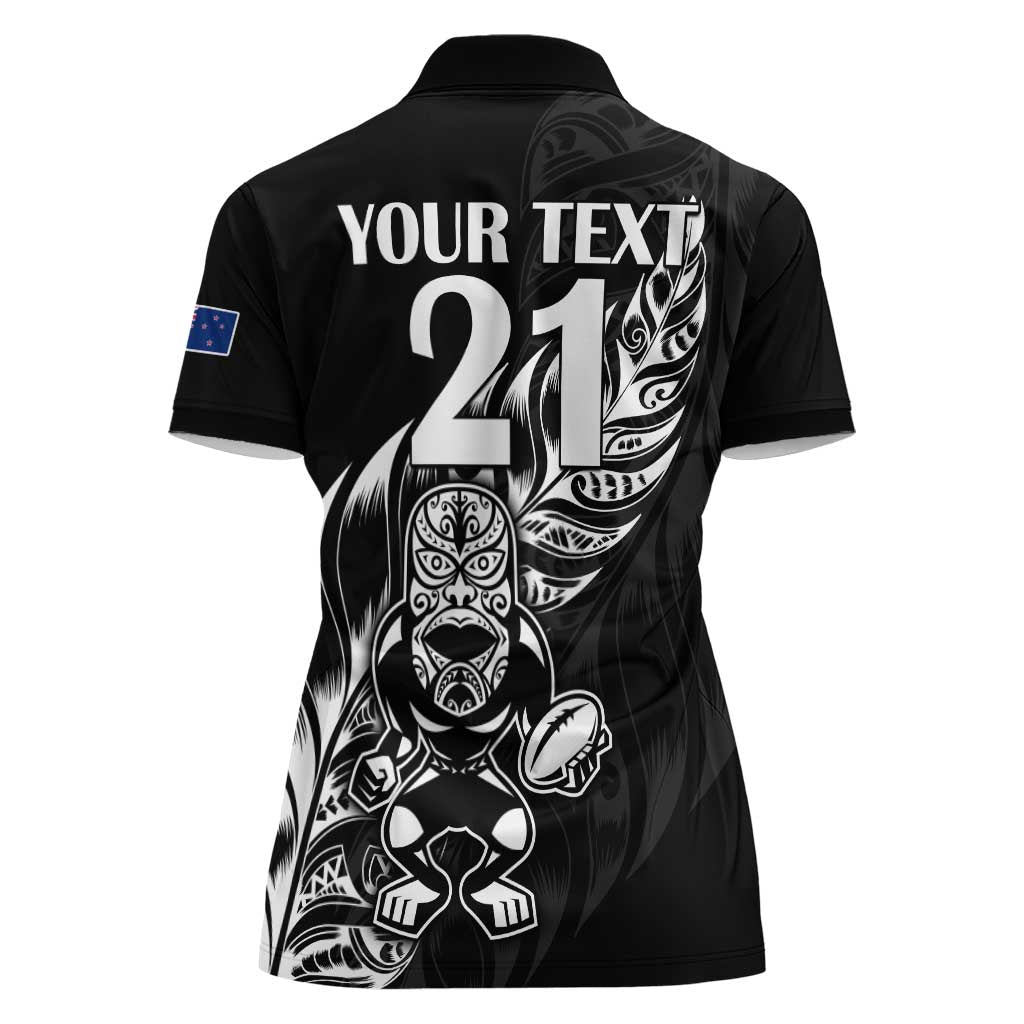New Zealand Rugby Custom Women Polo Shirt Opango All Black Fern - Vibe Hoodie Shop