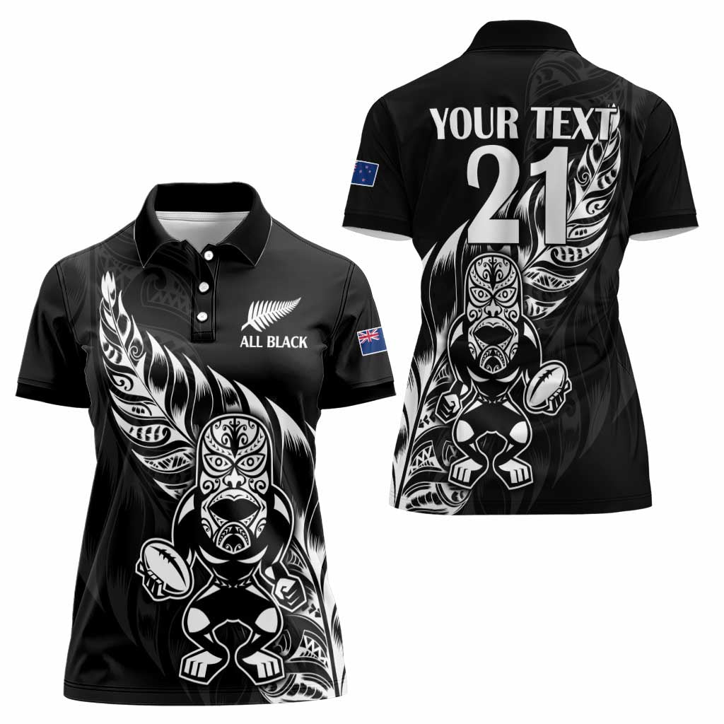 New Zealand Rugby Custom Women Polo Shirt Opango All Black Fern - Vibe Hoodie Shop