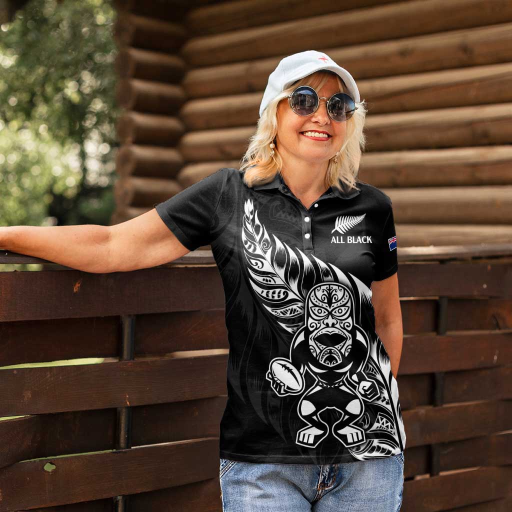 New Zealand Rugby Custom Women Polo Shirt Opango All Black Fern - Vibe Hoodie Shop
