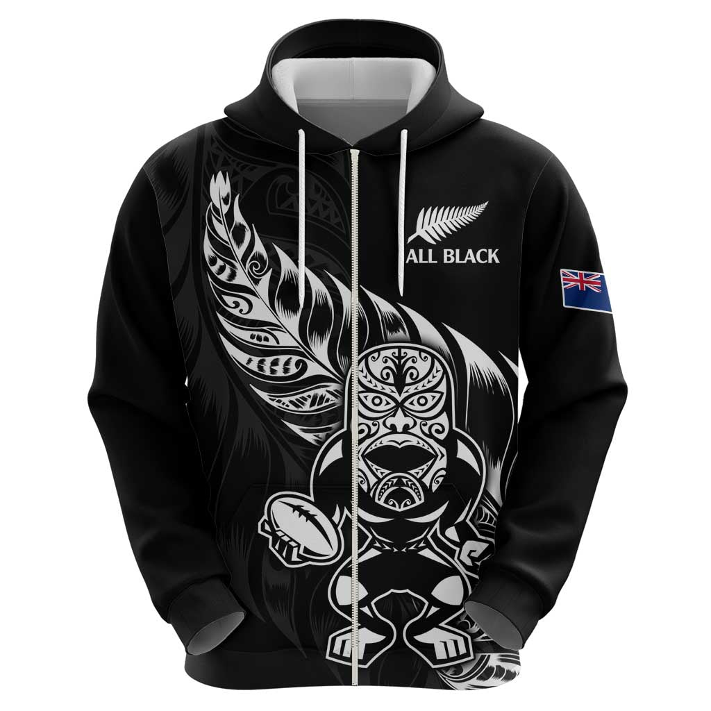 New Zealand Rugby Custom Zip Hoodie Opango All Black Fern - Vibe Hoodie Shop