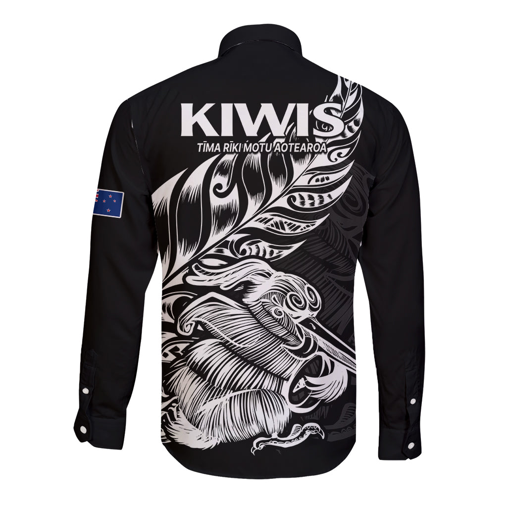 New Zealand Kiwi Rugby Long Sleeve Button Shirt - Vibe Hoodie Shop
