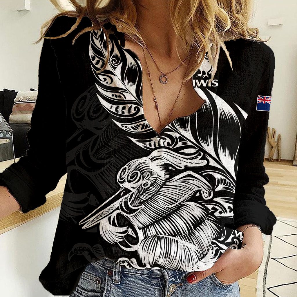 New Zealand Kiwi Rugby Women Casual Shirt - Vibe Hoodie Shop