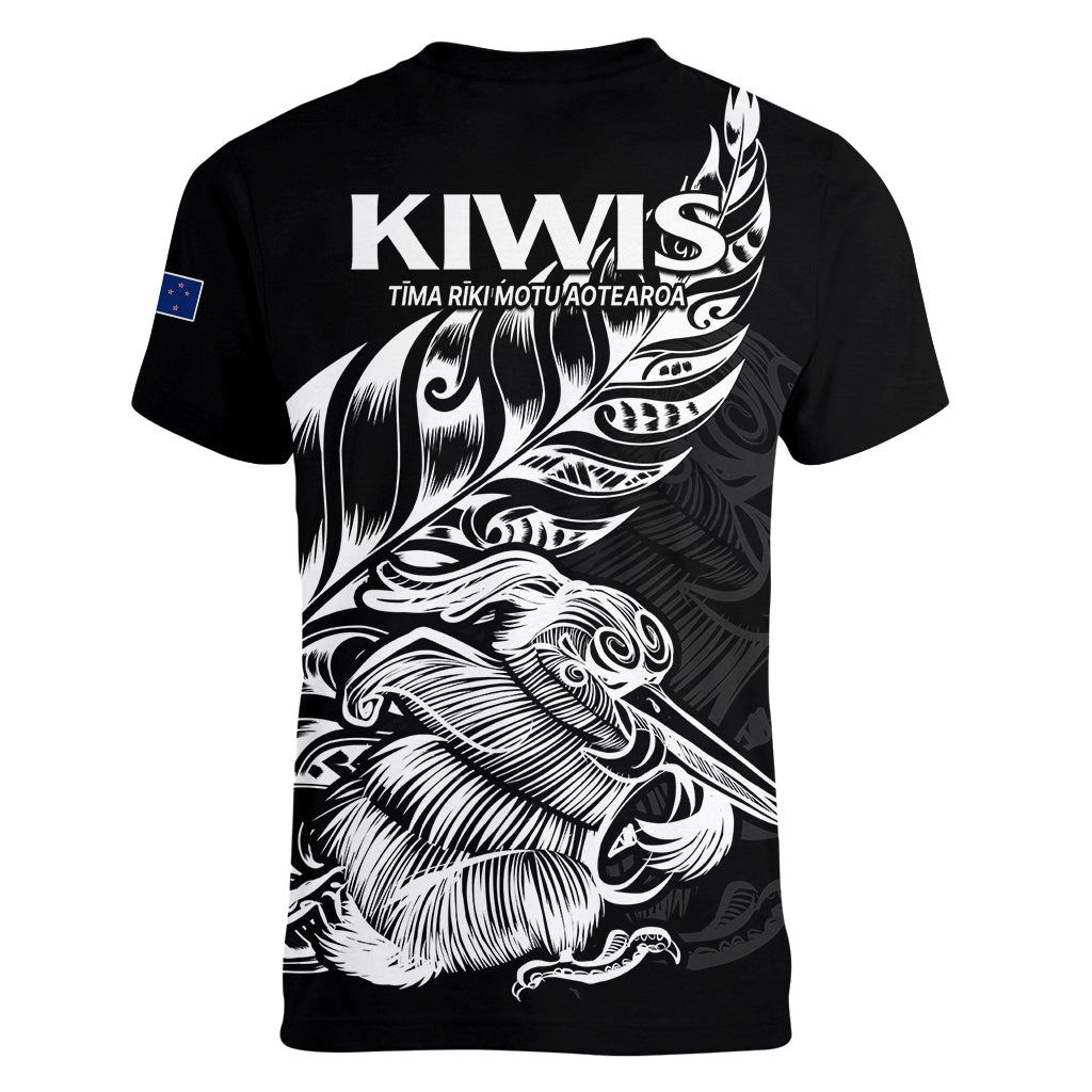 New Zealand Kiwi Rugby Women V Neck T Shirt - Vibe Hoodie Shop