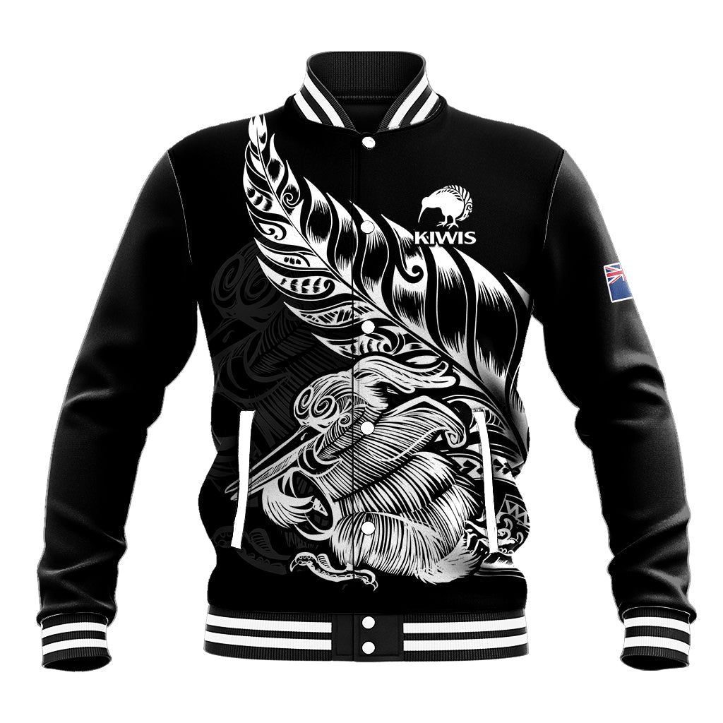 (Custom Text And Number) New Zealand Kiwi Rugby Baseball Jacket - Vibe Hoodie Shop