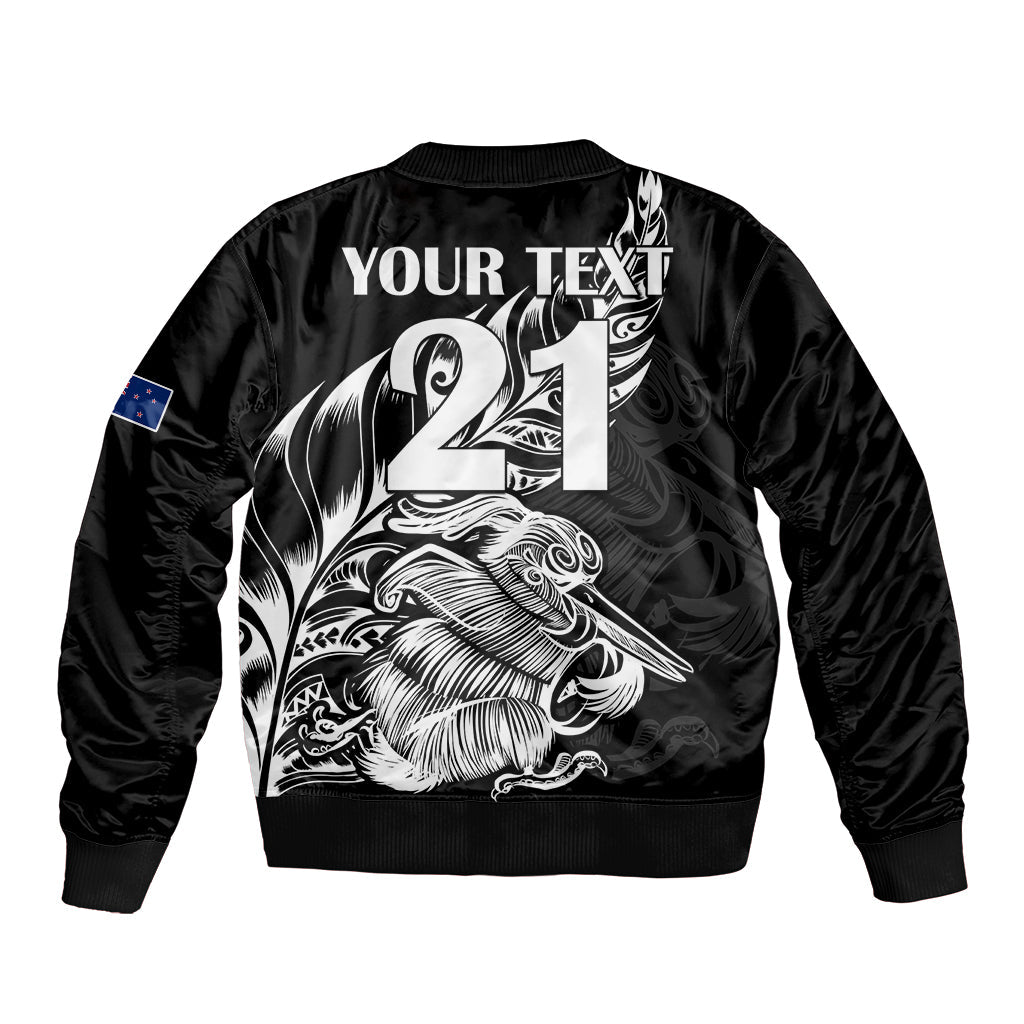 (Custom Text And Number) New Zealand Kiwi Rugby Bomber Jacket - Vibe Hoodie Shop