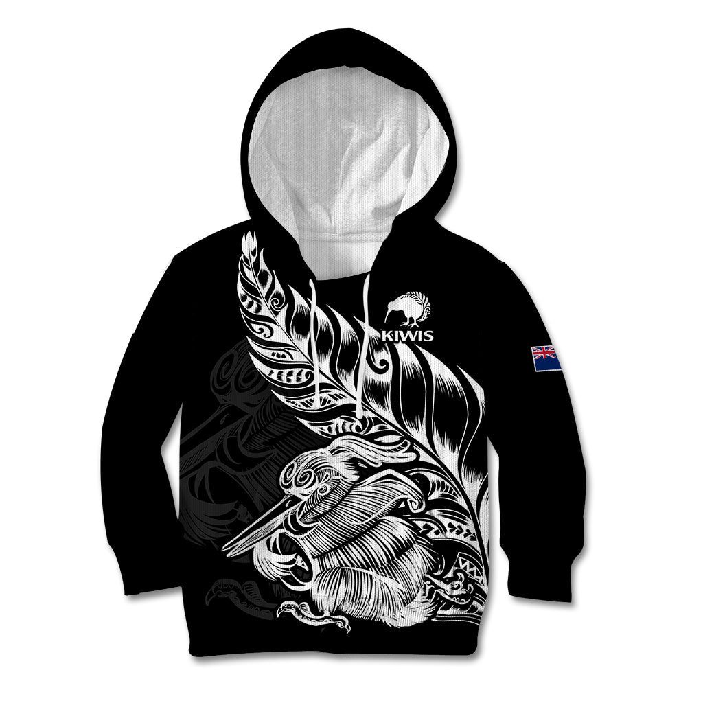 (Custom Text And Number) New Zealand Kiwi Rugby Kid Hoodie - Vibe Hoodie Shop