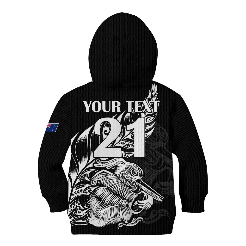 (Custom Text And Number) New Zealand Kiwi Rugby Kid Hoodie - Vibe Hoodie Shop