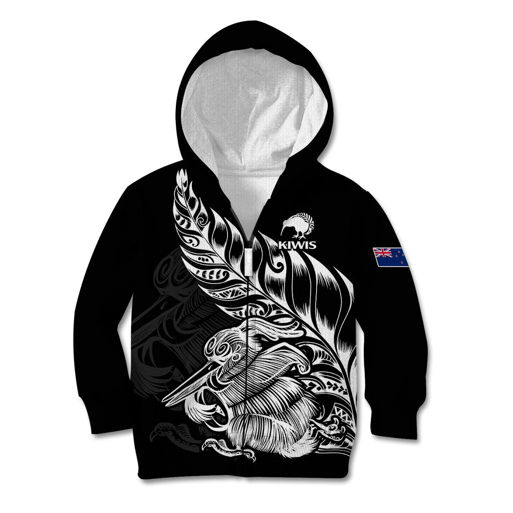 (Custom Text And Number) New Zealand Kiwi Rugby Kid Hoodie - Vibe Hoodie Shop