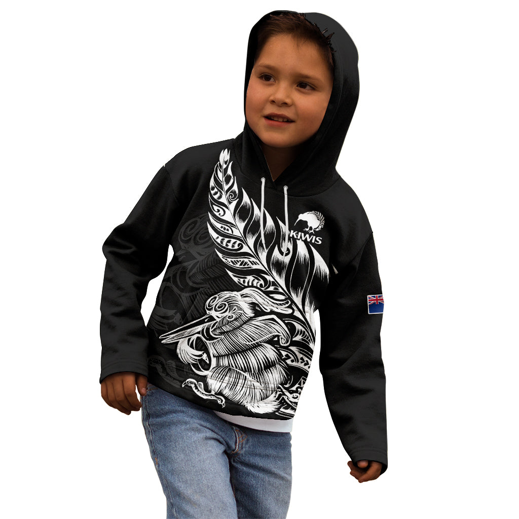 (Custom Text And Number) New Zealand Kiwi Rugby Kid Hoodie - Vibe Hoodie Shop