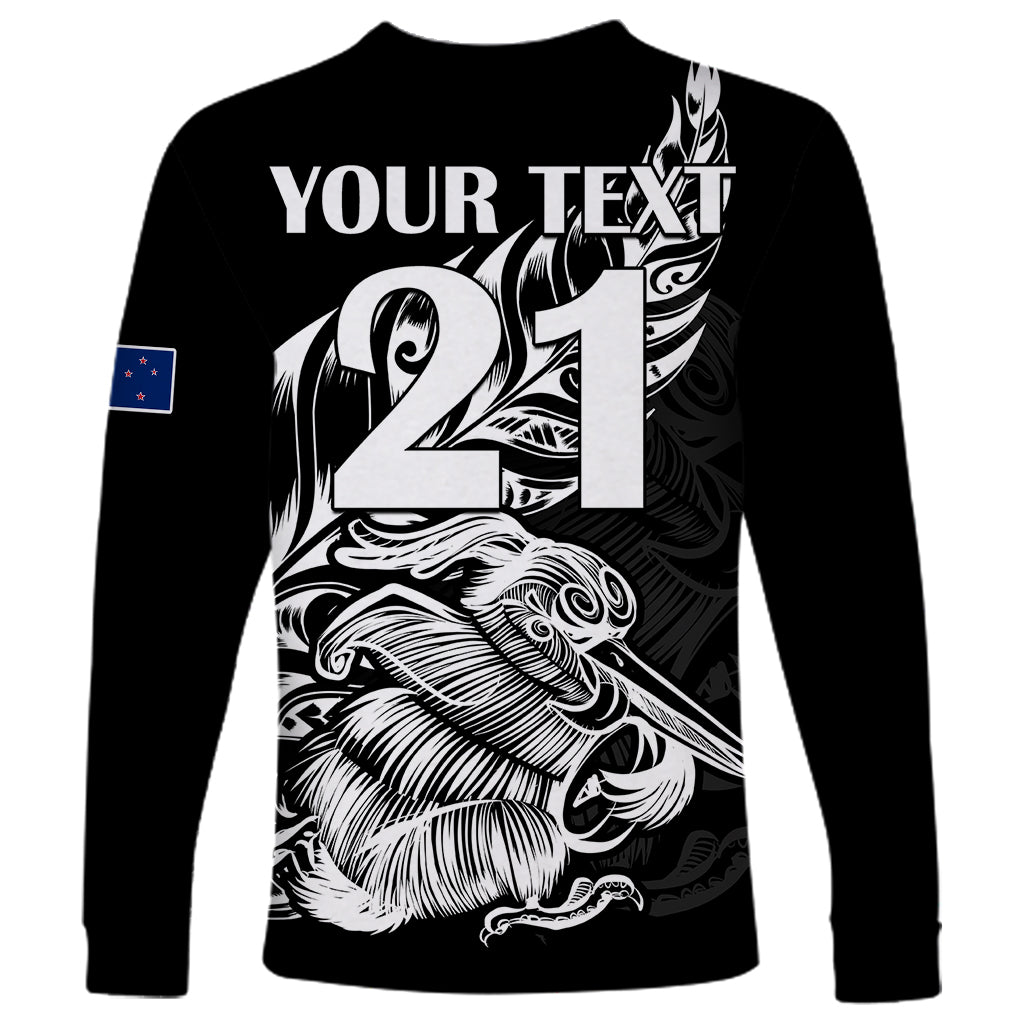 (Custom Text And Number) New Zealand Kiwi Rugby Long Sleeve Shirt - Vibe Hoodie Shop