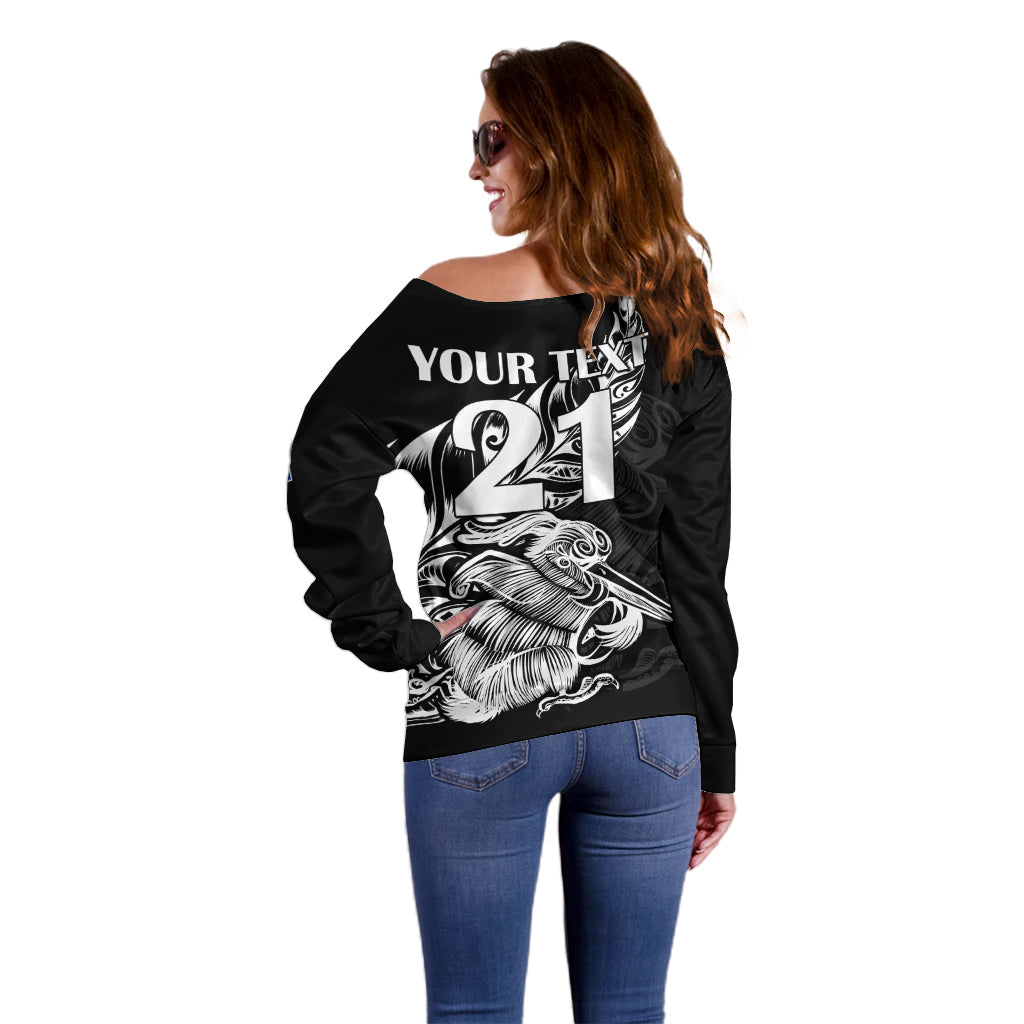 (Custom Text And Number) New Zealand Kiwi Rugby Off Shoulder Sweater - Vibe Hoodie Shop