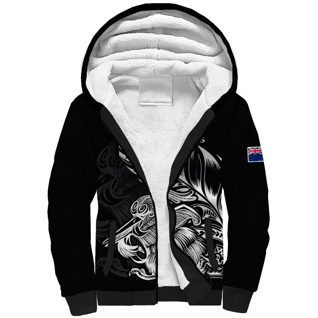 (Custom Text And Number) New Zealand Kiwi Rugby Sherpa Hoodie - Vibe Hoodie Shop