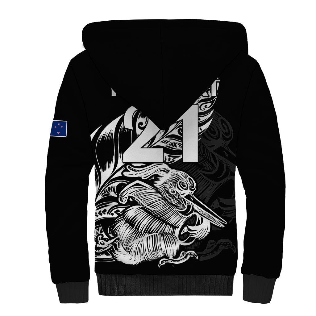 (Custom Text And Number) New Zealand Kiwi Rugby Sherpa Hoodie - Vibe Hoodie Shop