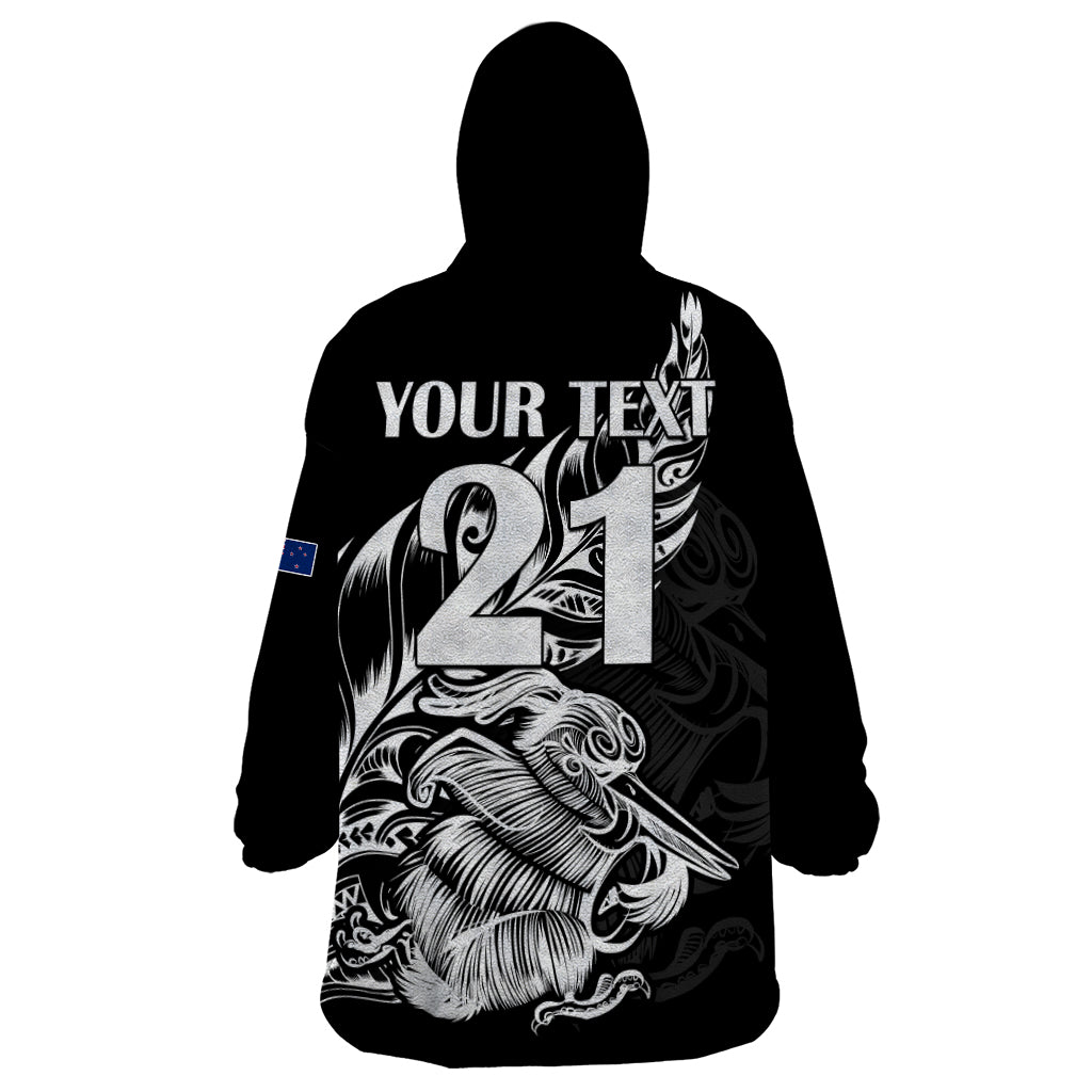 (Custom Text And Number) New Zealand Kiwi Rugby Wearable Blanket Hoodie - Vibe Hoodie Shop