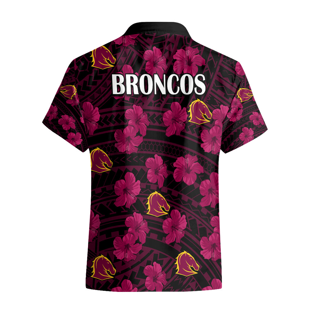 Broncos Rugby Hawaiian Shirt Polynesian Style With Hibiscus - Vibe Hoodie Shop