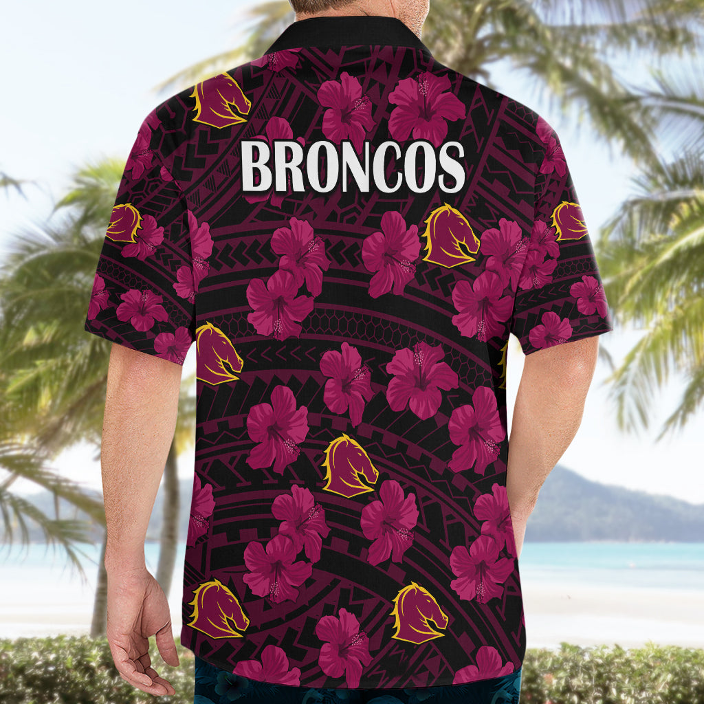 Broncos Rugby Hawaiian Shirt Polynesian Style With Hibiscus - Vibe Hoodie Shop