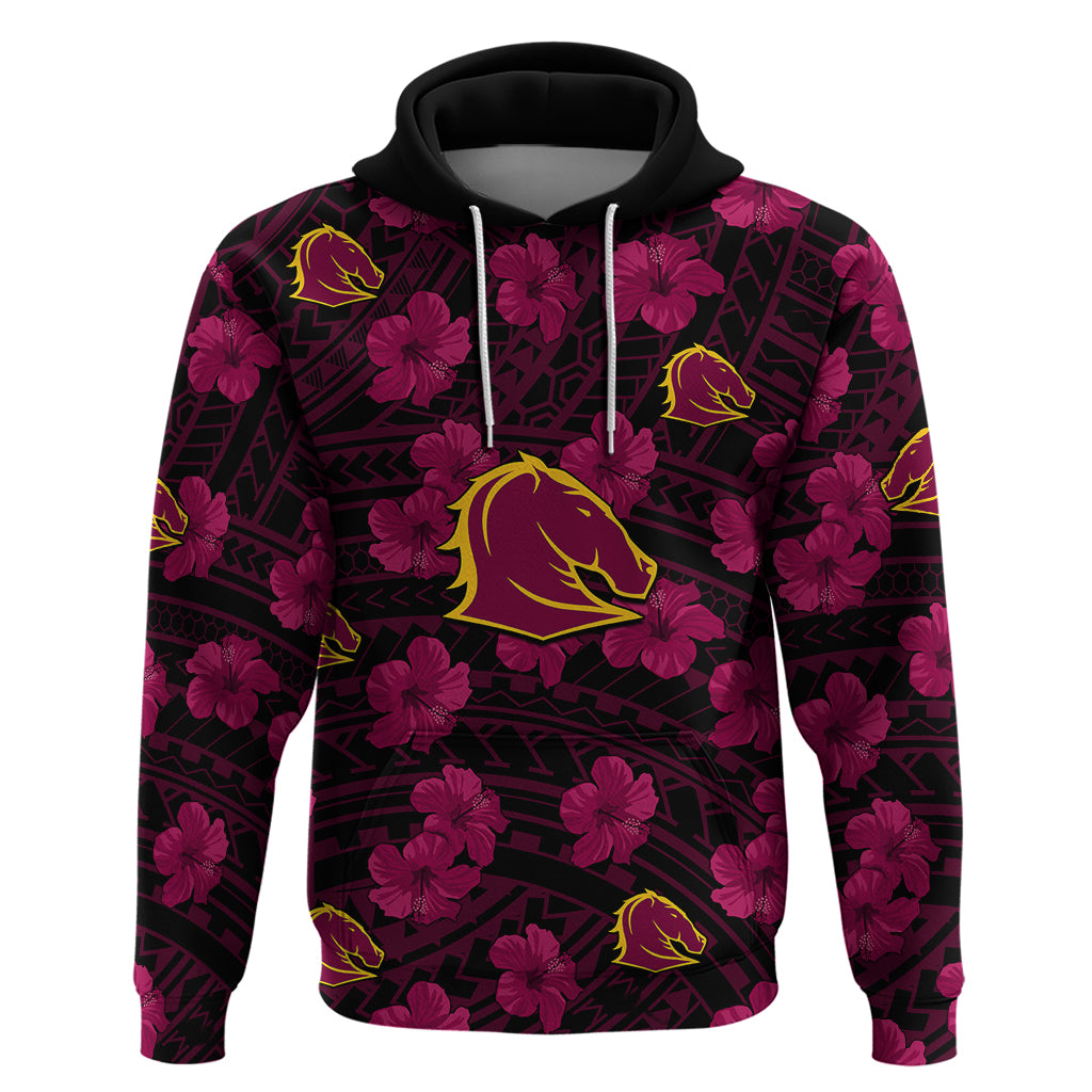 Broncos Rugby Hoodie Polynesian Style With Hibiscus LT9 - Vibe Hoodie Shop