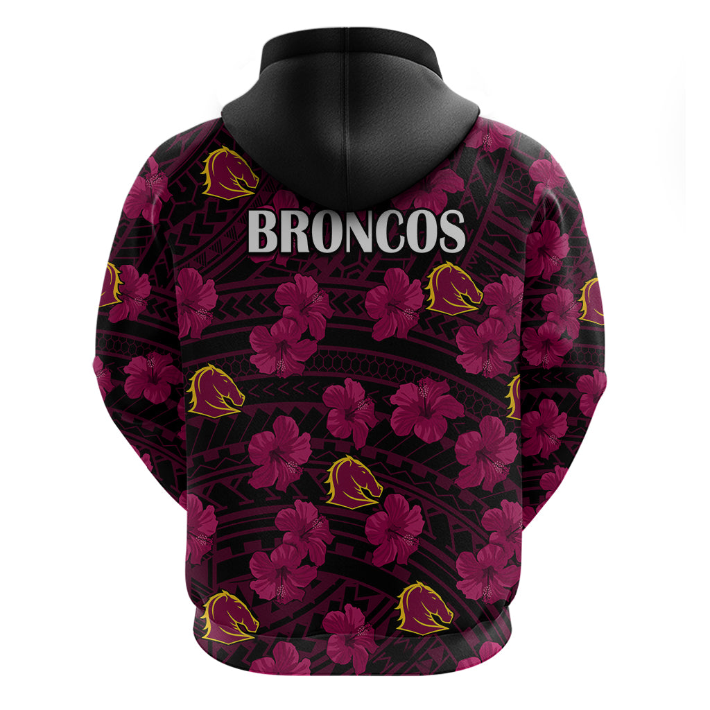 Broncos Rugby Hoodie Polynesian Style With Hibiscus LT9 - Vibe Hoodie Shop