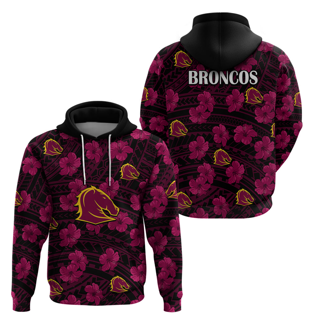 Broncos Rugby Hoodie Polynesian Style With Hibiscus LT9 - Vibe Hoodie Shop