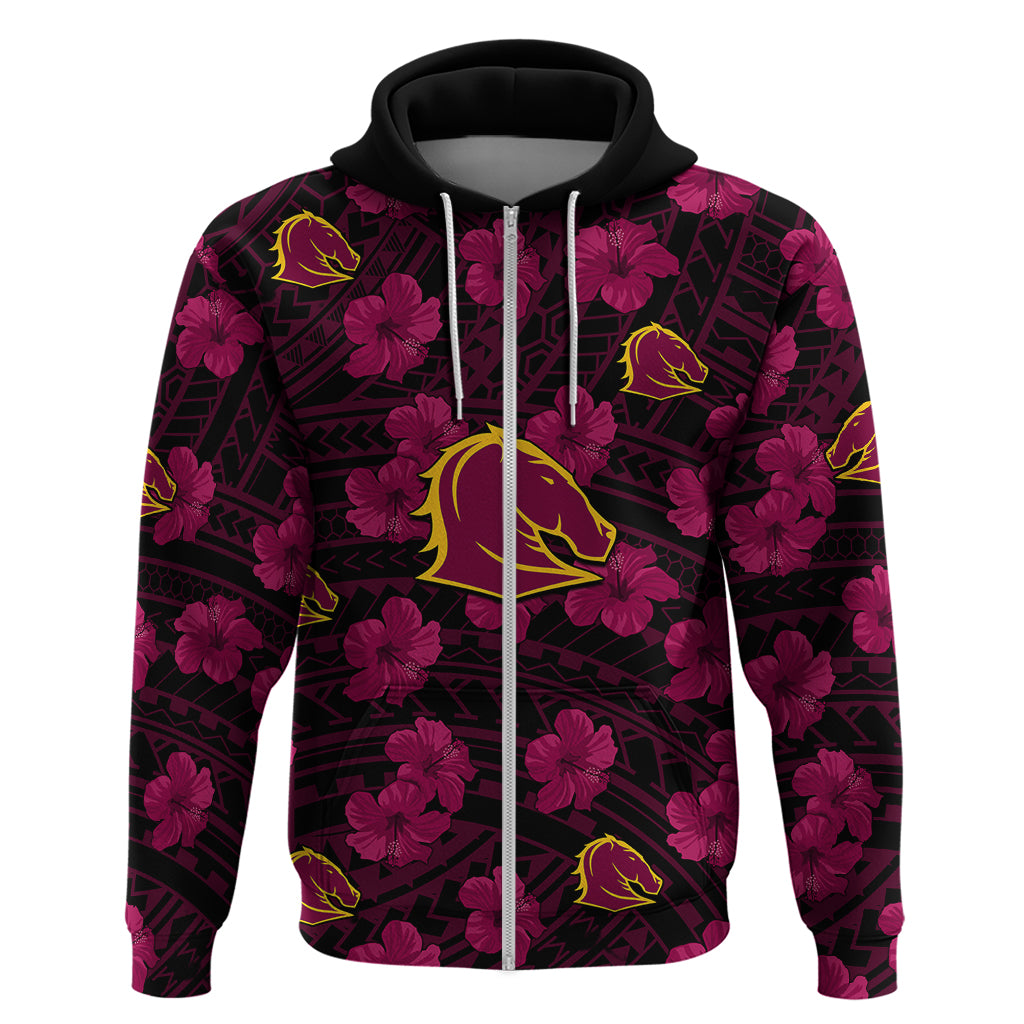 Broncos Rugby Hoodie Polynesian Style With Hibiscus LT9 - Vibe Hoodie Shop