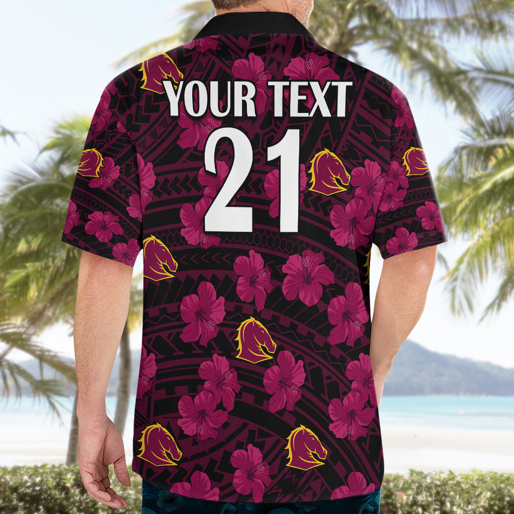 (Custom Text And Number) Broncos Rugby Hawaiian Shirt Polynesian Style With Hibiscus - Vibe Hoodie Shop