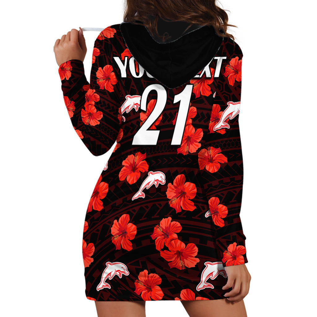 custom-text-and-number-dolphins-rugby-hoodie-dress-polynesian-style-with-hibiscus