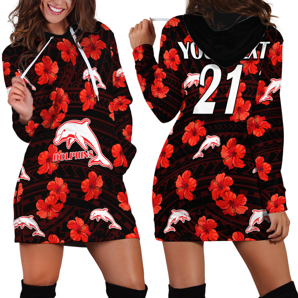 custom-text-and-number-dolphins-rugby-hoodie-dress-polynesian-style-with-hibiscus