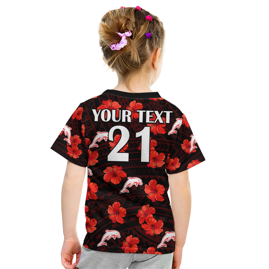 custom-text-and-number-dolphins-rugby-kid-t-shirt-polynesian-style-with-hibiscus