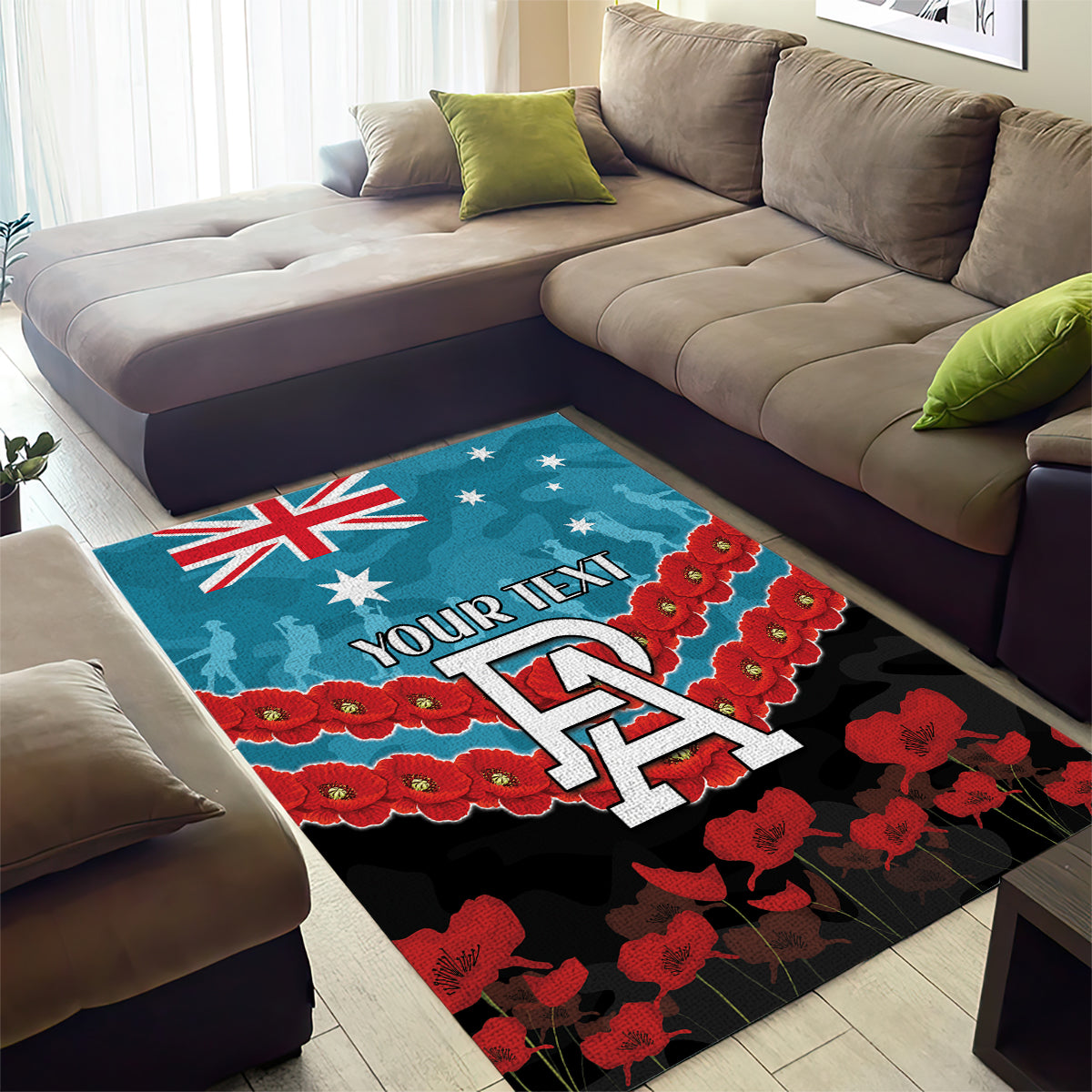 Custom Port Adelaide Power Football Area Rug ANZAC Lest We Forget - Vibe Hoodie Shop