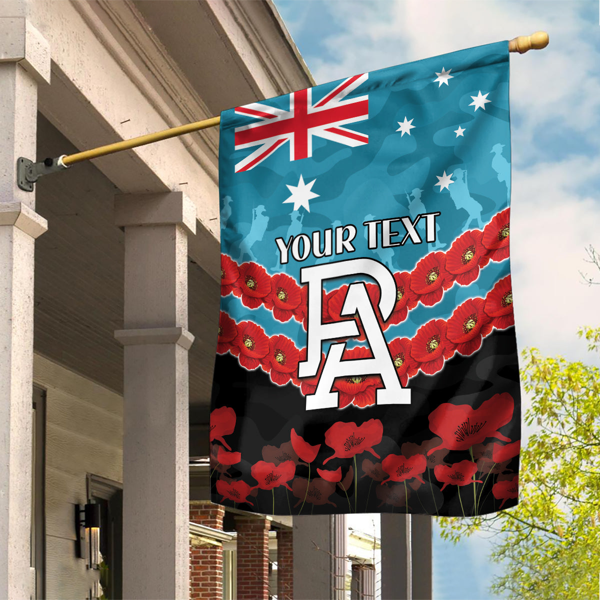 Custom Port Adelaide Power Football Garden Flag ANZAC Lest We Forget - Vibe Hoodie Shop