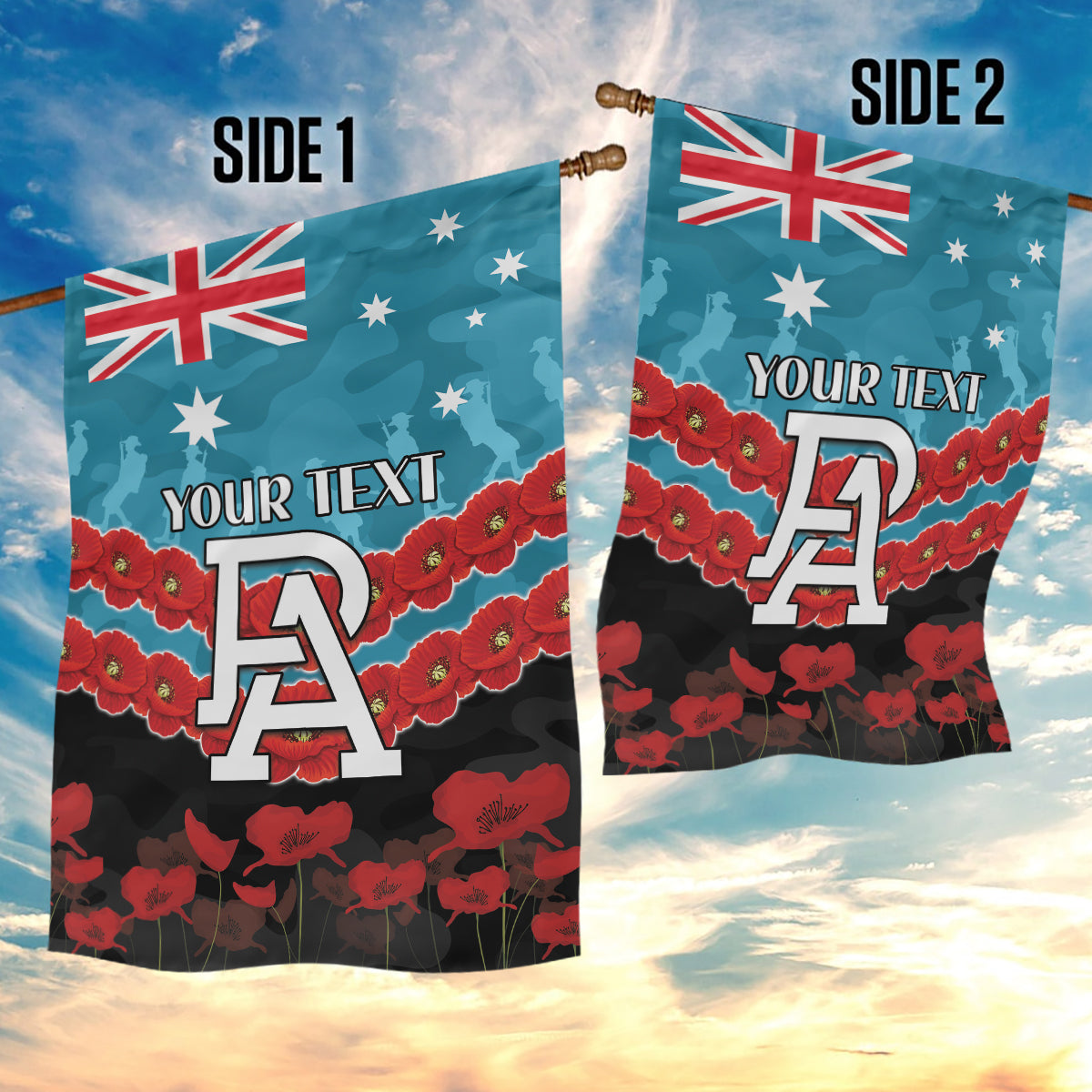 Custom Port Adelaide Power Football Garden Flag ANZAC Lest We Forget - Vibe Hoodie Shop