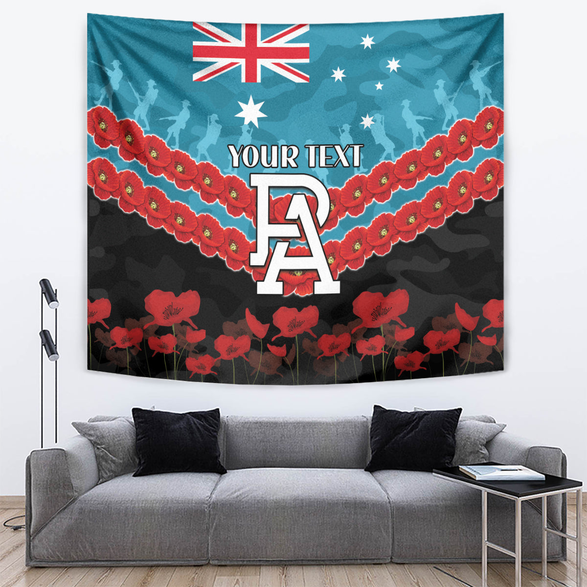 Custom Port Adelaide Power Football Tapestry ANZAC Lest We Forget - Vibe Hoodie Shop