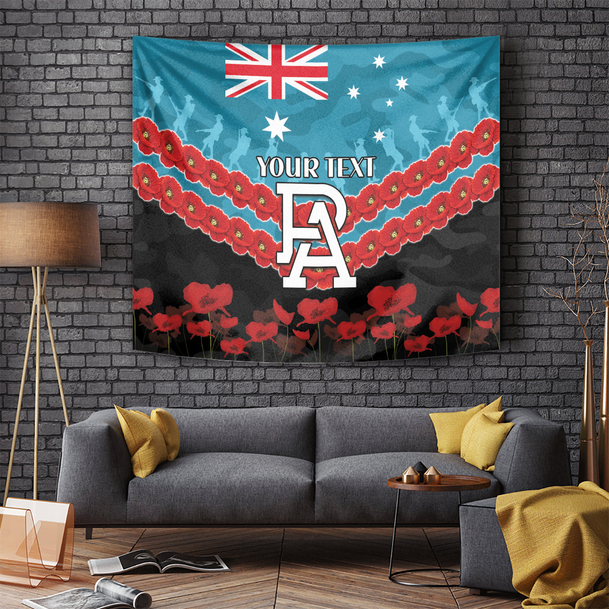 Custom Port Adelaide Power Football Tapestry ANZAC Lest We Forget - Vibe Hoodie Shop