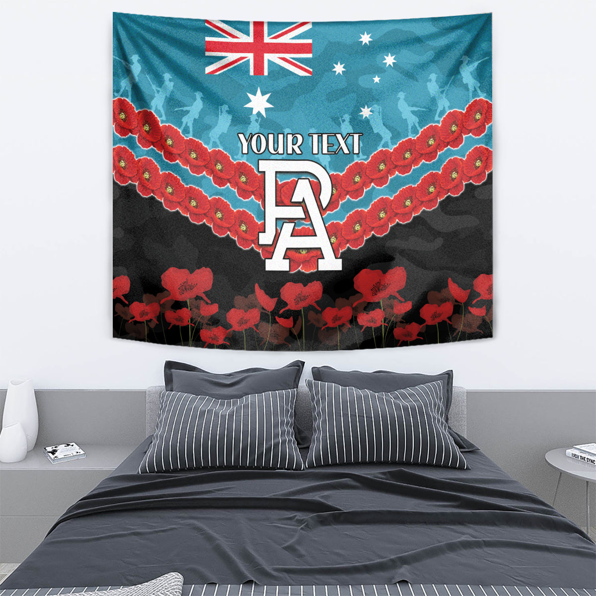 Custom Port Adelaide Power Football Tapestry ANZAC Lest We Forget - Vibe Hoodie Shop