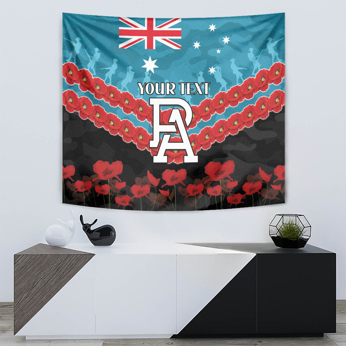 Custom Port Adelaide Power Football Tapestry ANZAC Lest We Forget - Vibe Hoodie Shop