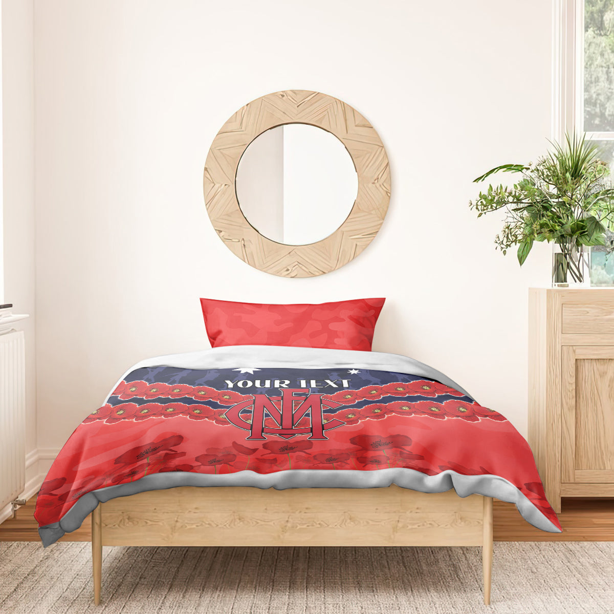 Custom Demons Football Bedding Set ANZAC Lest We Forget - Vibe Hoodie Shop