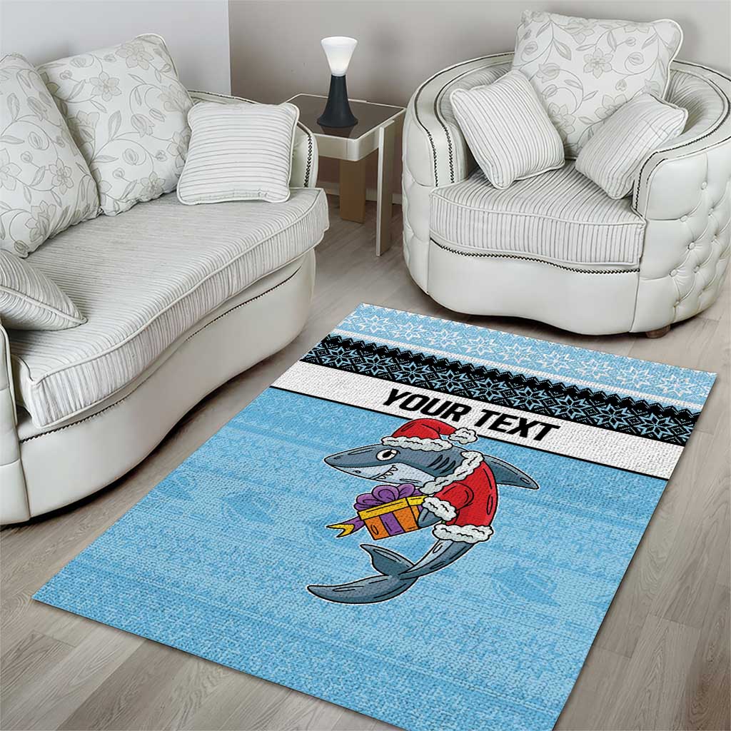 NRL Cronulla-Sutherland Christmas Personalised Area Rug with Sharkies Santa - Vibe Hoodie Shop