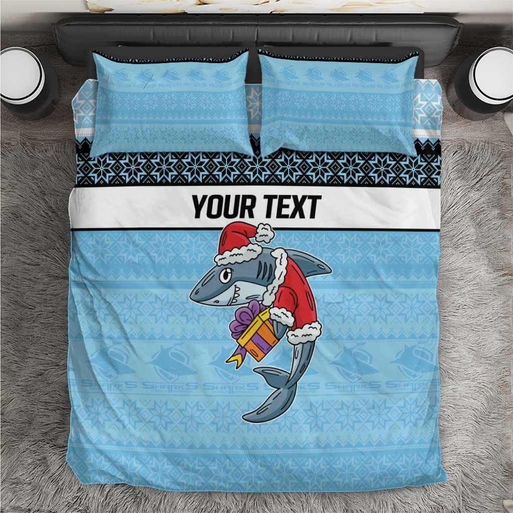 NRL Cronulla-Sutherland Christmas Personalised Bedding Set with Sharkies Santa - Vibe Hoodie Shop