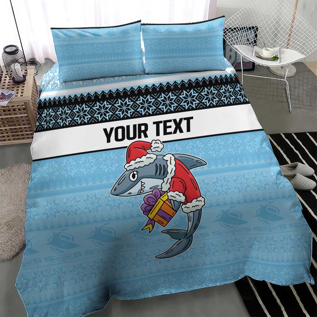 NRL Cronulla-Sutherland Christmas Personalised Bedding Set with Sharkies Santa - Vibe Hoodie Shop