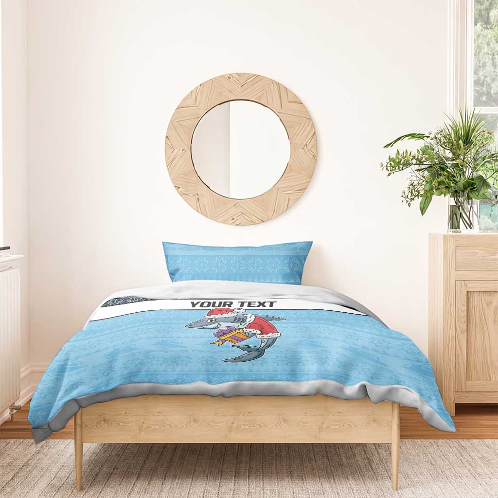 NRL Cronulla-Sutherland Christmas Personalised Bedding Set with Sharkies Santa - Vibe Hoodie Shop
