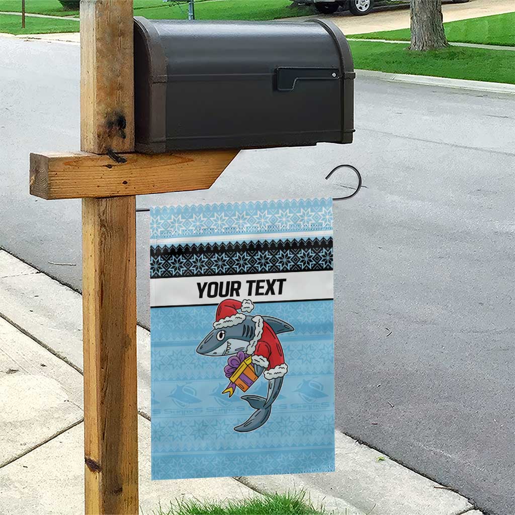 NRL Cronulla-Sutherland Christmas Personalised Garden Flag with Sharkies Santa - Vibe Hoodie Shop