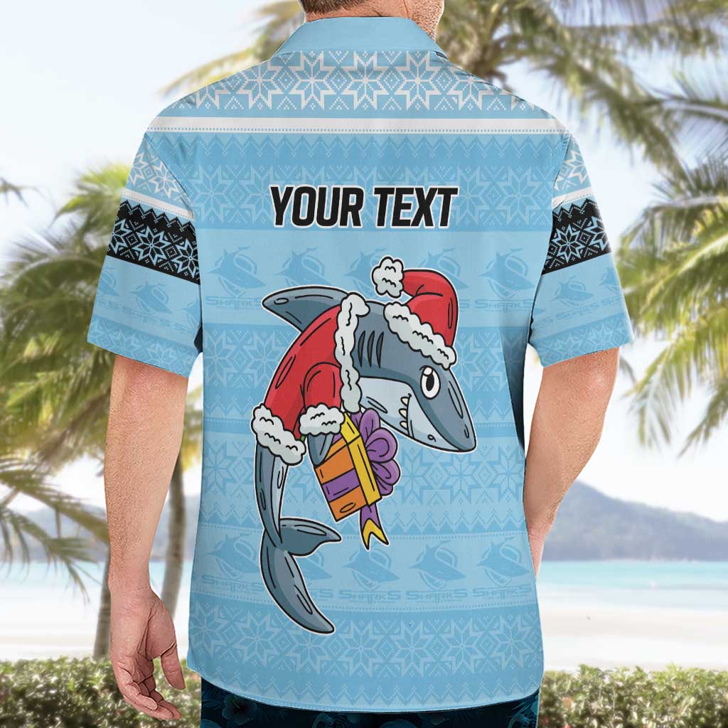 NRL Cronulla-Sutherland Christmas Personalised Hawaiian Shirt with Sharkies Santa - Vibe Hoodie Shop